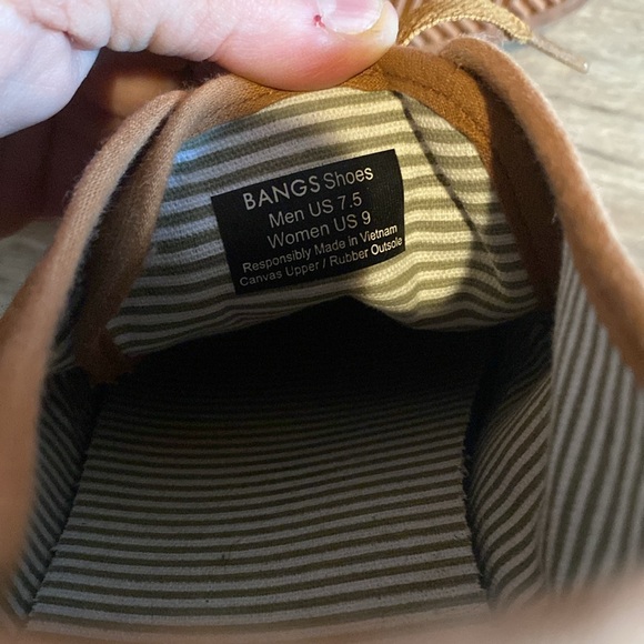 Casual Brown Canvas Shoes BANGS women’s 9 men’s 7.5 brown Sahara Sand low top - Picture 5 of 7